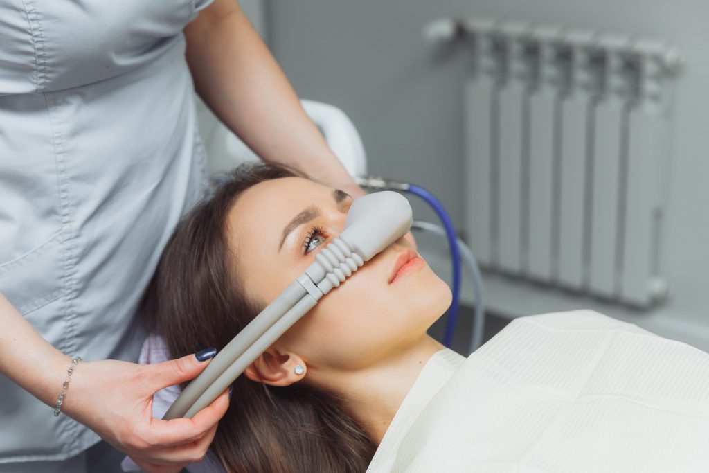 Woman with sedation mask